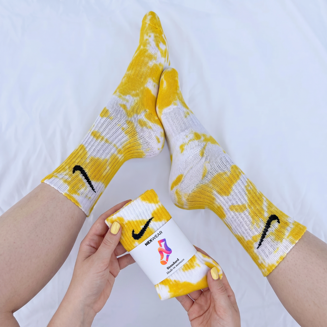 Honey - Yellow Tie-Dye Nike Socks
