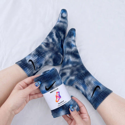 Stormy - Bleu ciel et Bleu foncé Tie-Dye Nike Chaussetes