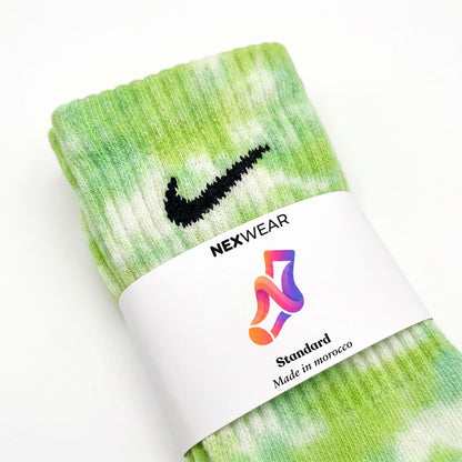 Kiwi - Lime and Light Green Tie-Dye Nike Socks