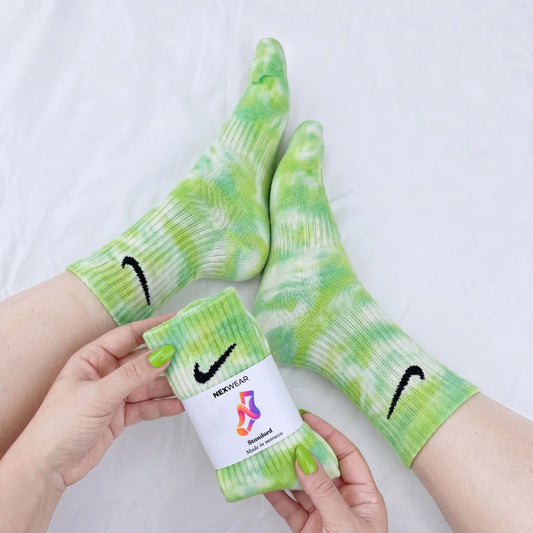 Kiwi - Chaussettes Nike Teintées par Nouage Vert Citron et Kiwi