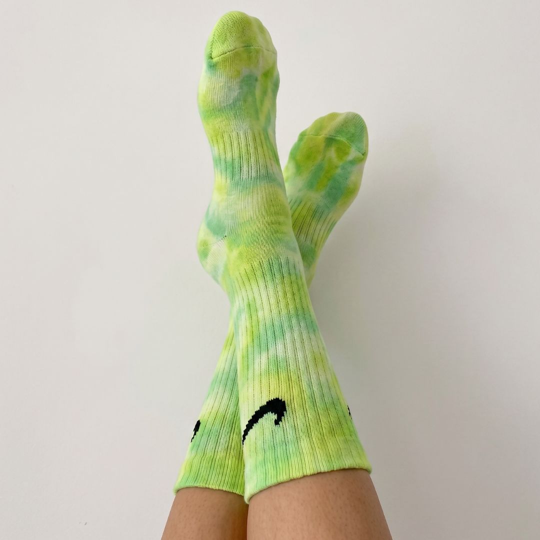 Kiwi - Lime and Light Green Tie-Dye Nike Socks