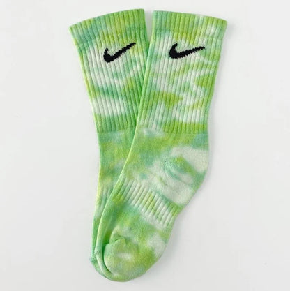 Kiwi - Lime and Light Green Tie-Dye Nike Socks