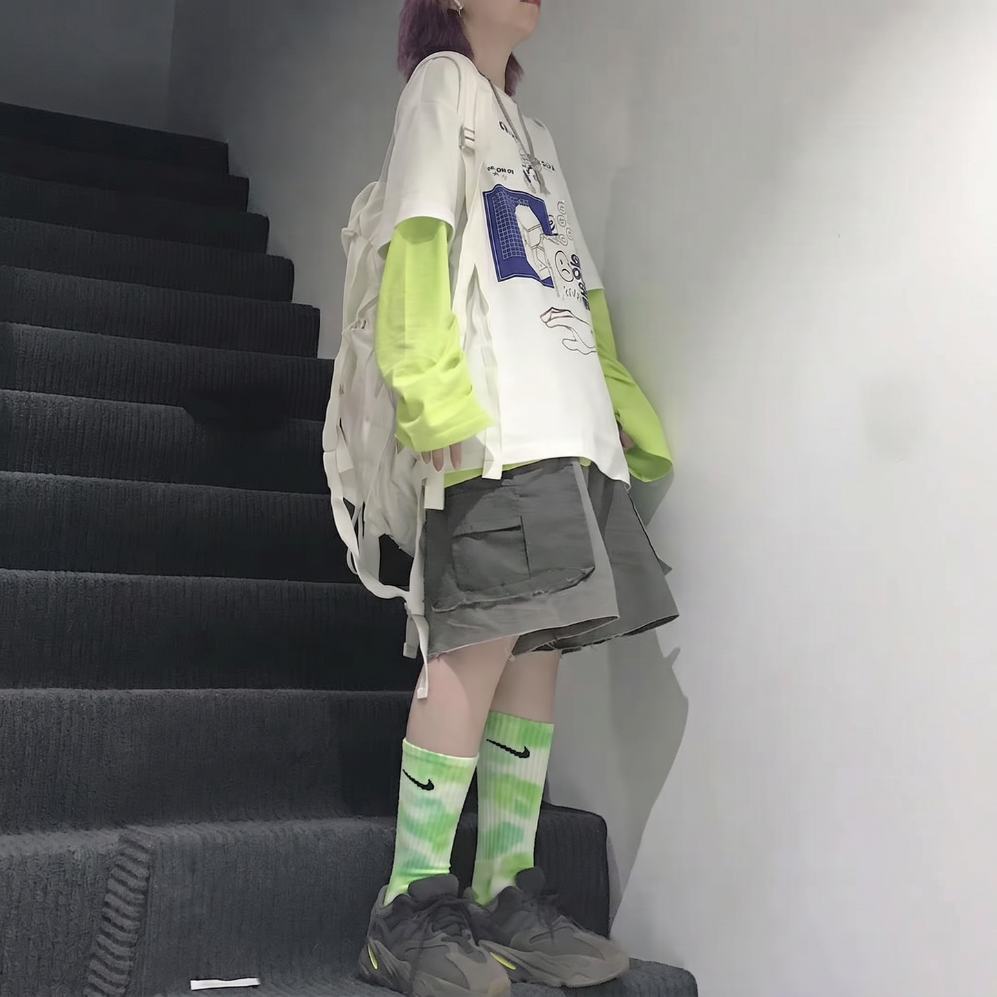 Kiwi - Lime and Light Green Tie-Dye Nike Socks