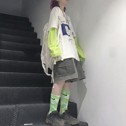 Kiwi - Lime and Light Green Tie-Dye Nike Socks
