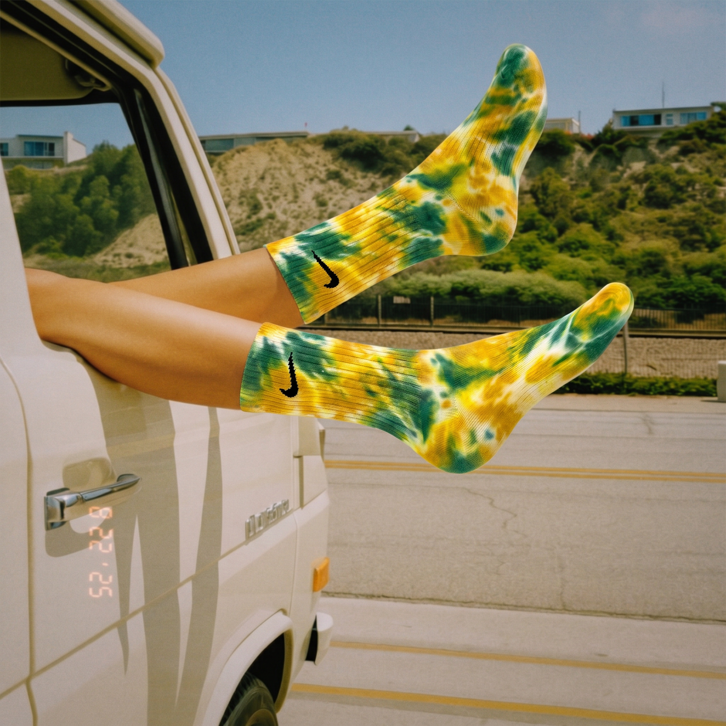 Brésil - Chaussettes Nike tie-dye vertes et jaunes